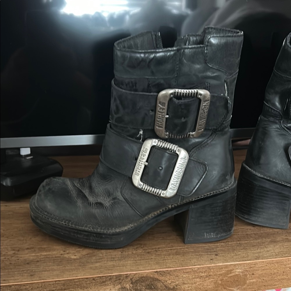 Women’s Harley Davidson Boots Black Leather Ankle Boots